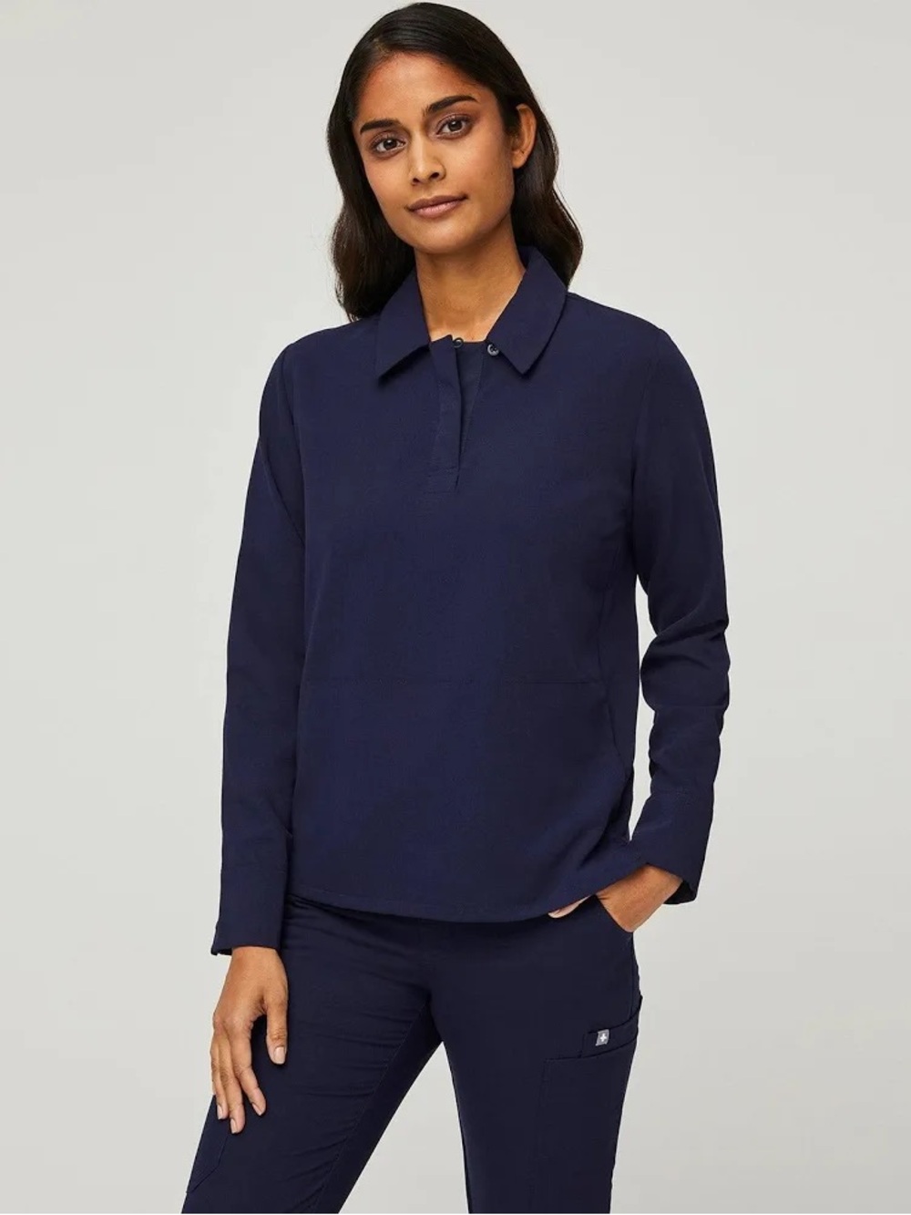 Women’s FIGS Navy Blue Long Sleeve Scrub Set XS Top + Small Pants